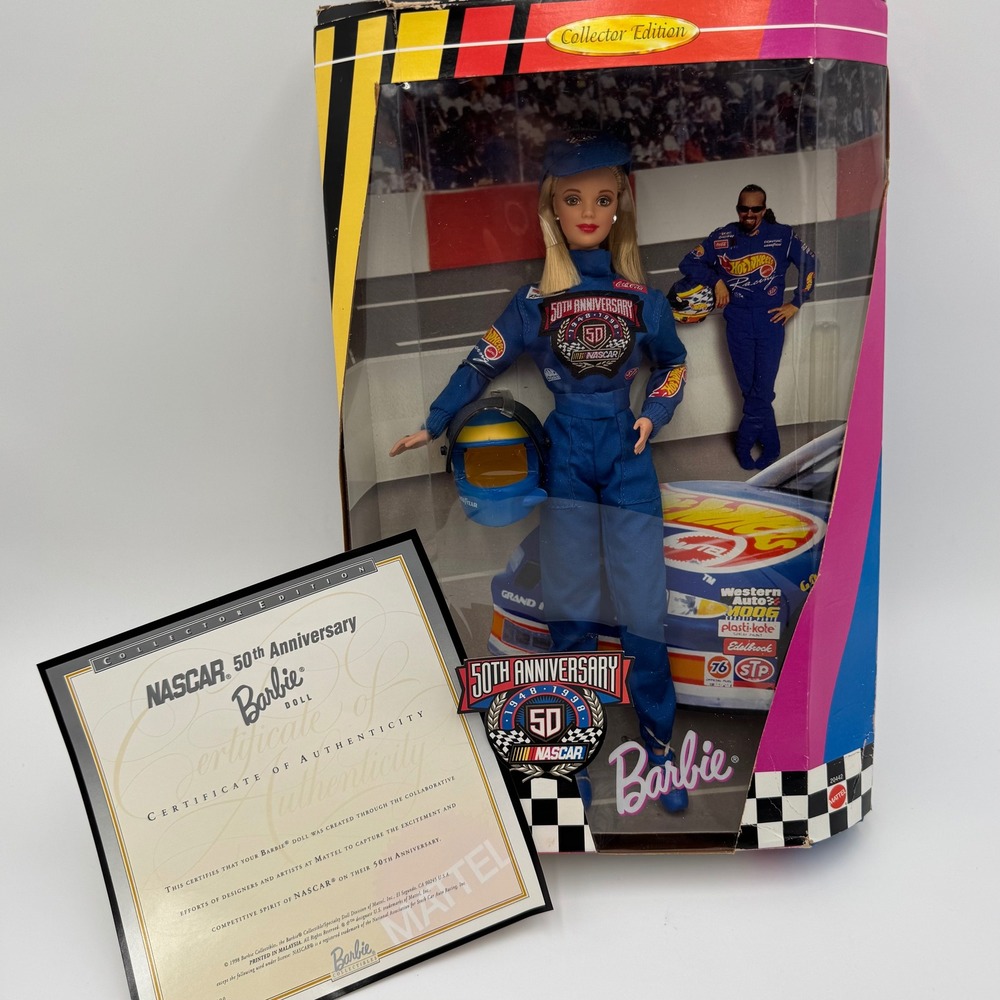 1998 Barbie NASCAR 50th Anniversary Collector Edition Doll Mattel 20442 w/ Cert